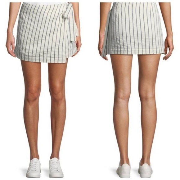 Theory Stripe Wrap Tie Mini Skirt - Picture 5 of 8